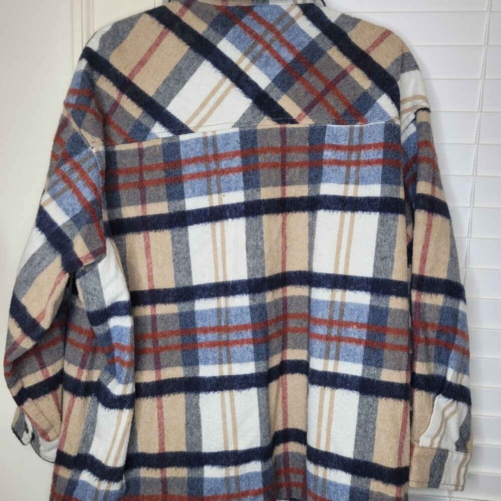 Zara Women Plaid Shacket Coat Jacket WOOL Blend XL Oversized Cabincofre Heritage - Picture 2 of 5